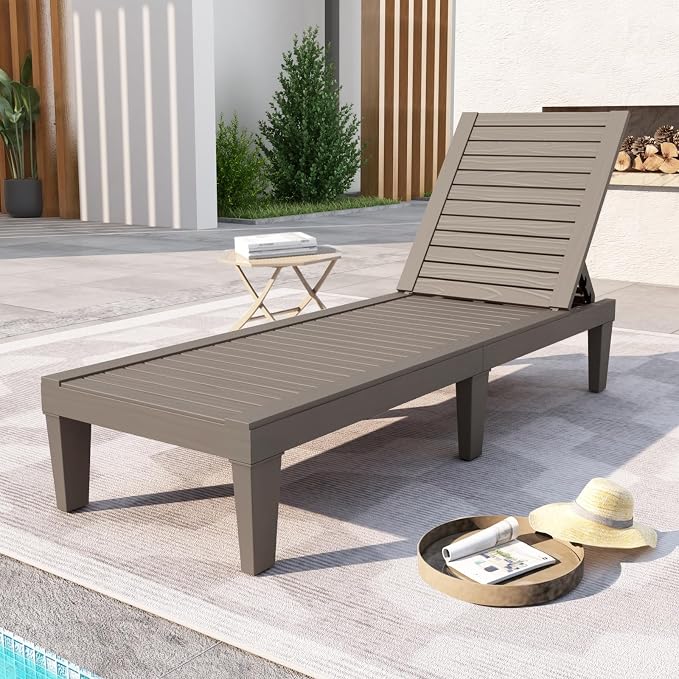 DIMAR GARDEN Outdoor Chaise Lounge, Resin Pool Lounge Chair Waterproof Recliner - Image 2