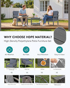 SERWALL HDPE Patio Sofa Set, 3-piece Sectional Outdoor Furniture Set, All - Image 3