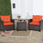 Tangkula 3 Pieces Patio Furniture Set, PE Rattan Wicker 3 Pcs Outdoor Sofa Set - Image 8