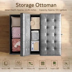 LINLUX Extra Large Leather Storage Ottoman, 35.5 Inch Large Square Lift Top - Image 3