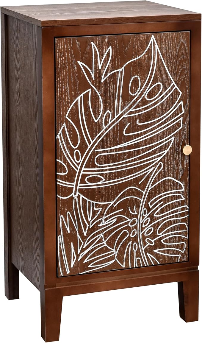 eHemco Tropical Monstera Door Accent End Table, Modern Retro Style, 16.5 x 14 x by eHemco