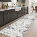 Soalmost Runner Rug 2x10 Washable Hallway Kitchen Runners Blue/Ivory | Non-Slip - Image 3
