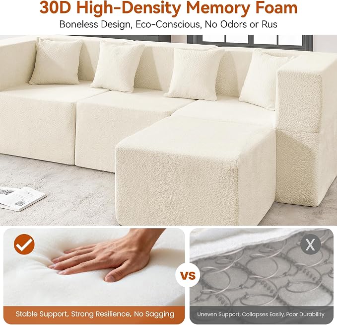 MONVANE Modular Sectional Sofa, Oversized 8 Seat Convertible U Shaped Couch - Image 4