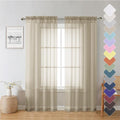 Taupe Sheer Curtains 72 Inch Length 2 Panels, Light Filtering Soft Solid Voile by Lecloud