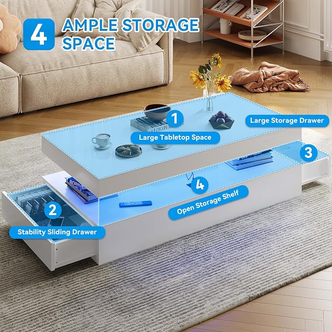 Modern Table Set Includes 70" Fireplace TV Stand & 47" Coffee Table - Image 7