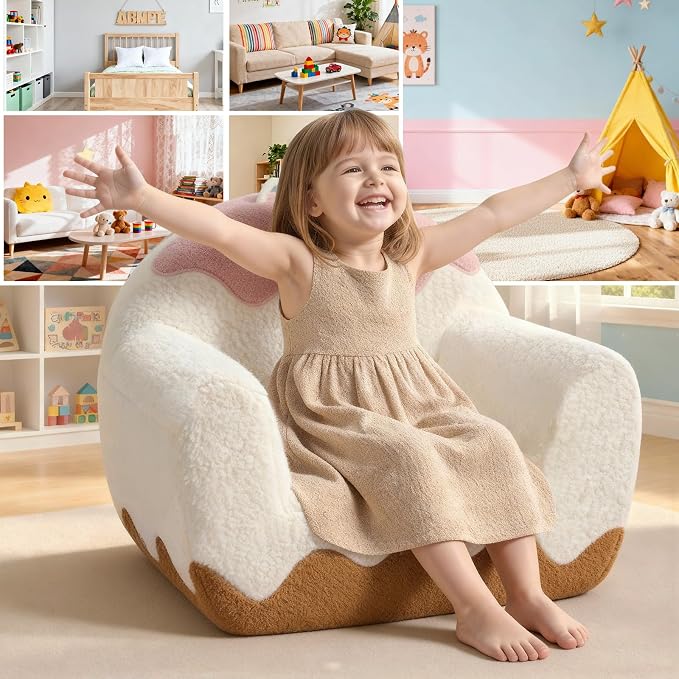 OUOZZZ Toddler Chair for Ages 1–6, Soft Sherpa Kids Sofa - Image 8
