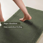 RESARE Waffle Bathroom Runner Rugs, Non Slip Boho Bath Mat 24"x60" Green | Long - Image 3