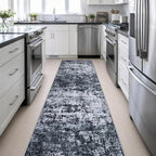 3x14 Washable Runner Rug：Modern Abstract Kitchen Carpet Black | - Image 5