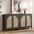 SICOTAS 102"W Rattan Sideboard Buffet Cabinet Set of 3, Modern Credenza Storage - Image 8