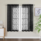 Furman Sheer White Curtains, 45 Inch Length 2 Panels Set, Airy Jacquard Clip - Image 2