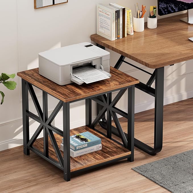 GreenForest End Table with 2-Tier Storage Shelf, 24 inch Large Side Table - Image 4