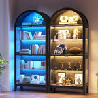 HNEBC 69" Display Case with RGB Lights, Arched 5-Tier Tempered Glass Display - Image 6