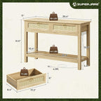 SUPERJARE Rattan Console Sofa Table - Image 2