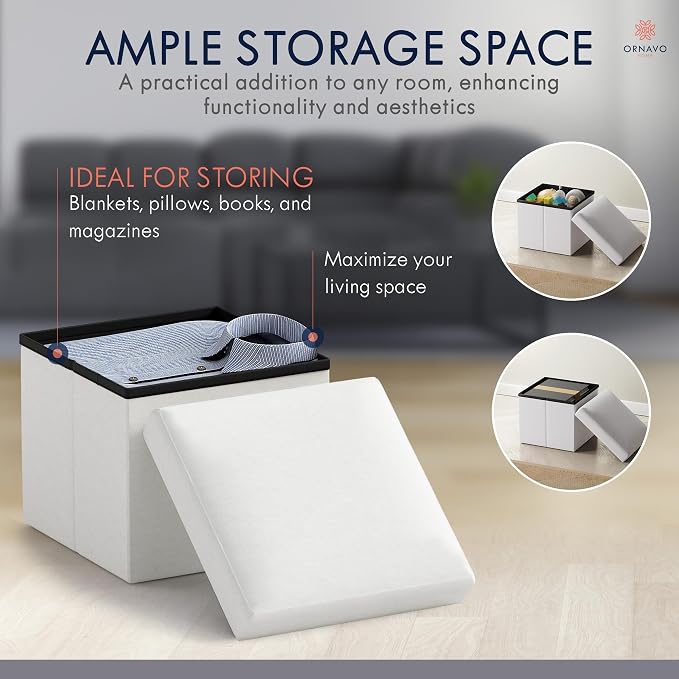 Ornavo Home Small Storage Ottoman, - Image 3