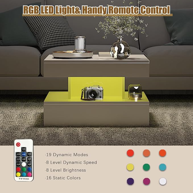 HedoAjim Small White Led Coffee Table - Image 3