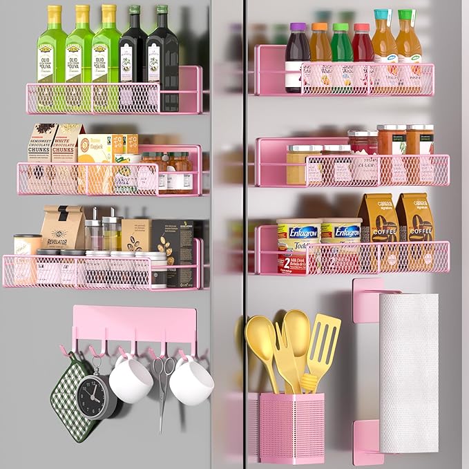 Magnetic Spice Rack for Refrigerator, 10 Pack Metal Magnetic Shelf, Moveable by DTUQYX