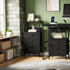 Furnulem Night Stand with Charging Station, 28.3 Inch Tall Side Table with - Image 5