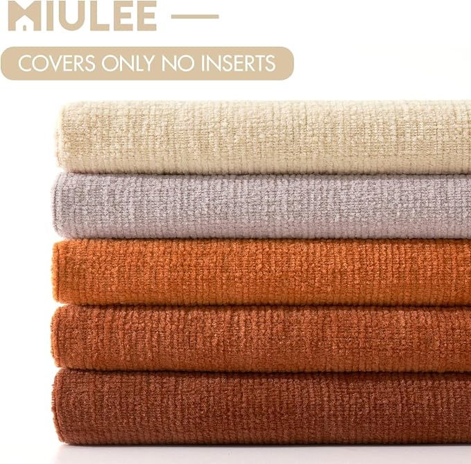 MIULEE Fall Rust Terracotta Chenille Couch Throw Pillow Covers, 20x20 | Set of 2 - Image 6