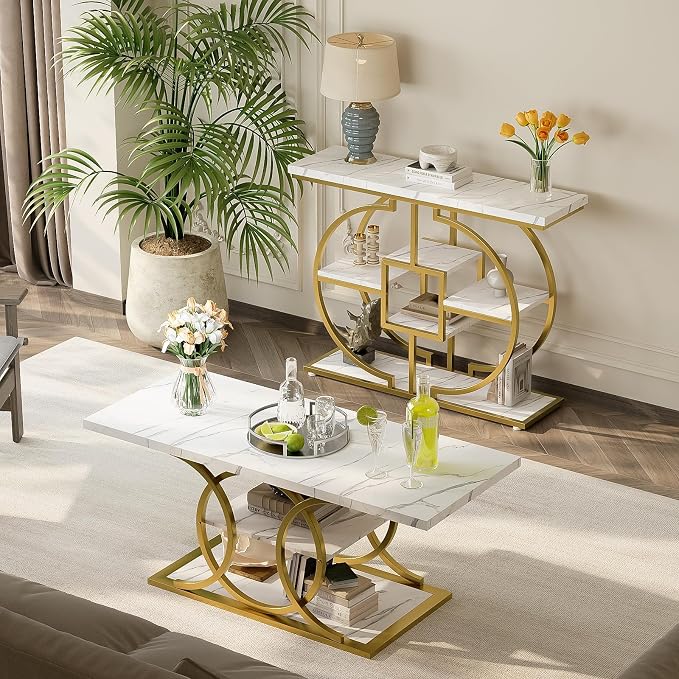 GiftGo Narrow Console Table for Entryway Industrial 4-Tier Sofa Table Behind - Image 5