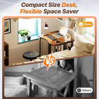 Huuger Folding Desk with Storage Shelf, 23.6 Inch Foldable Computer Table - Image 3