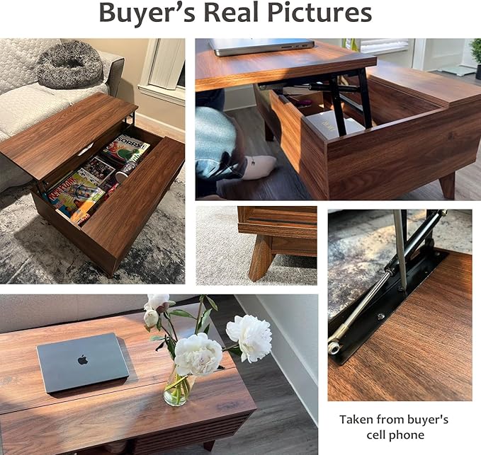 HAIOOU Lift Top Coffee Table, Mid Century Modern Coffee Table - Image 6