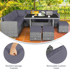 Tangkula 7 Pieces Patio Furniture Set, Outdoor Sectional Rattan Dining Sofa Set - Image 7