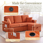 L-Shaped Sectional Sofa with Storage & Movable Ottoman, Corduroy 3 Seater - Image 6