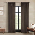Dark Chocolate 84 Inch Pinch Pleated Semi Sheer Linen Curtains 2 Panels | by Twodrapes