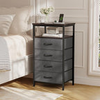 Huuger Night Stand with Charging Station, 4 Drawer Dresser - Image 6