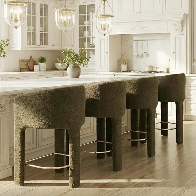 Modern Counter Height Bar Stools Set of 4, 26”H Barrel Counter Stools by HNY