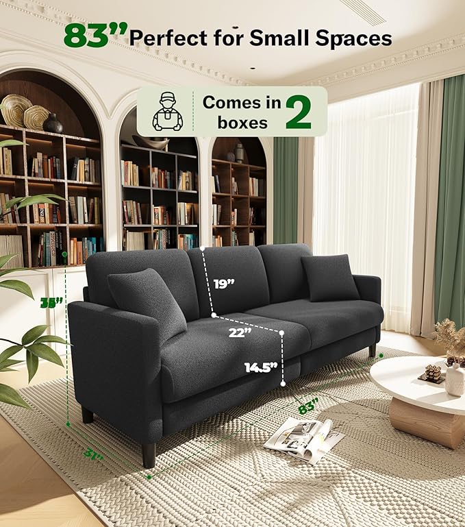 Welzona 83" Couches for Living Room, Teddy Sofa Couch, Comfy Sofas for Living - Image 2