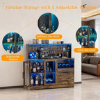 Home Bar Cabinet with Adjustable RGB LED Light, Wine & Coffee Storage with Rack - Image 8