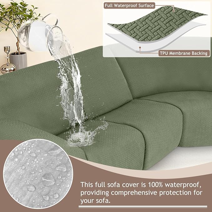 ALIECOM 100% Waterproof Recliner Sectional Couch Covers L Shape Stretch Corner - Image 4