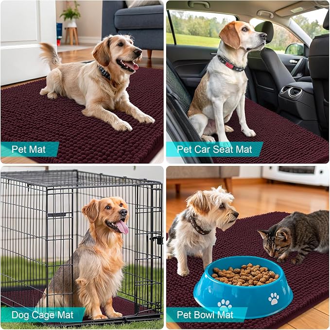 OLANLY Dog Door Mat for Muddy Paws 70x32, Super Absorbent Chenille Mud Mat | - Image 7