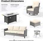 ovios 7 Pieces Patio Furniture Set, Outdoor Wicker Sofa Couch - Image 9