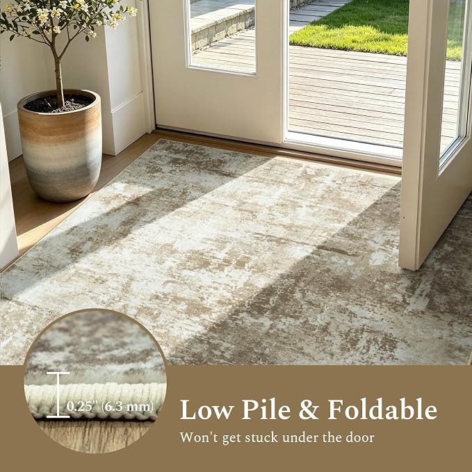 Rugflix 5x7 Area Rugs for Living Room, Washable Brown Large Rug | Machine - Image 6