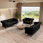 Mid-Century Modern Black Velvet Single Sofa - Image 7
