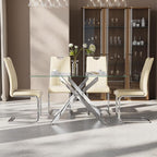 5-Piece Dining Table Set for 4, Modern Rectangular Glass Table - Image 3