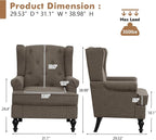 Accent Chair Set of 2, Mid Century Modern Fabric Wingback Chair, Upholstered - Image 2