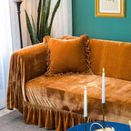 GLORY SEASON Velvet Sofa Cover Soft Decorative Luxurious Solid Exquisite Ruffle - Image 3