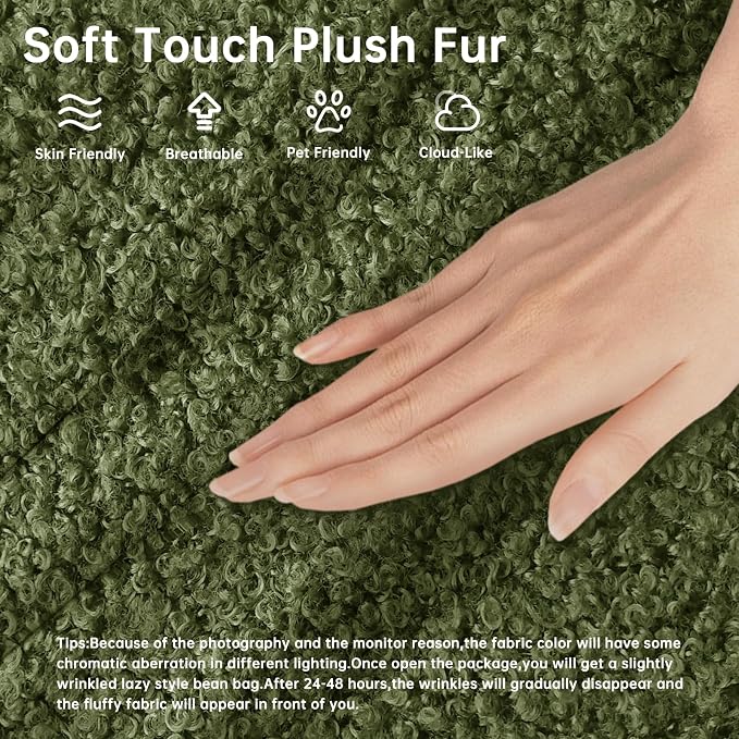 Memory Foam Bean Bag Chair for Adults, Teddy Material Beanbag Sofa - Image 3