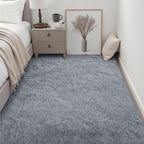 Area Rug Living Room Bedroom: 4x6 Fluffy Plush Shag Carpet Gray | - Image 3