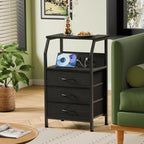 Furnulem Night Stand with Charging Station, 28.3 Inch Tall Side Table with - Image 4
