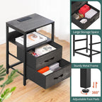 Yoobure Nightstand with Charging Station, Small Night Stand with Fabric Drawers - Image 7