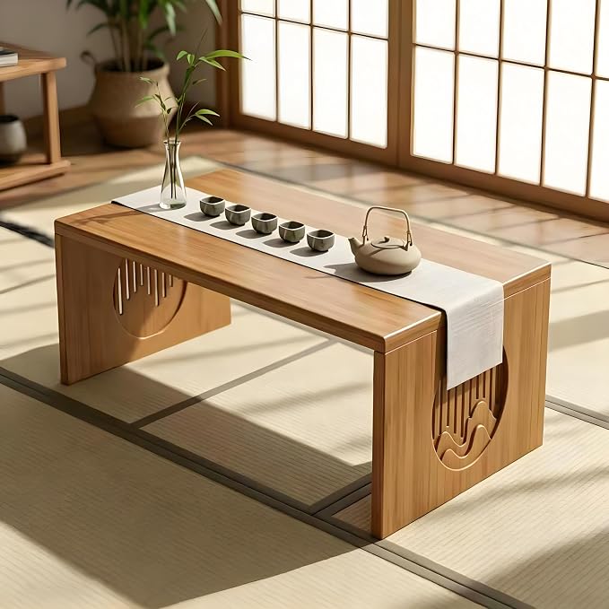Folding Coffee Table, Foldable Japanese Floor Table No Assembly, Low Coffee - Image 9