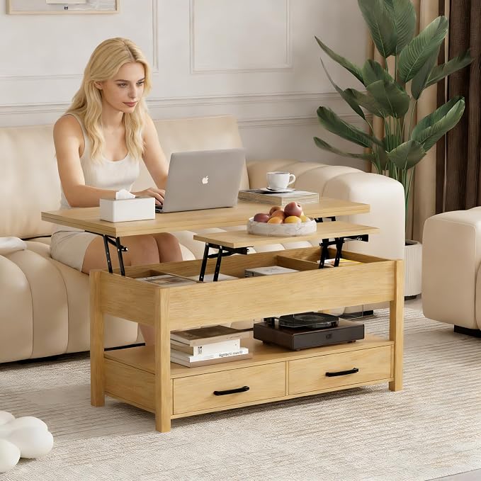 SYESWAY 42'' Lift Top Coffee Table, 4-in-1 Multifunctional Lift Coffee Table - Image 2