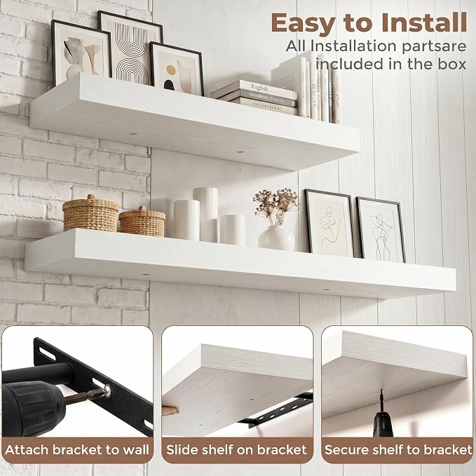 FLYJOE Floating Shelves for Wall, 48 Inch Floating Shelves Set of 2, Kitchen - Image 6