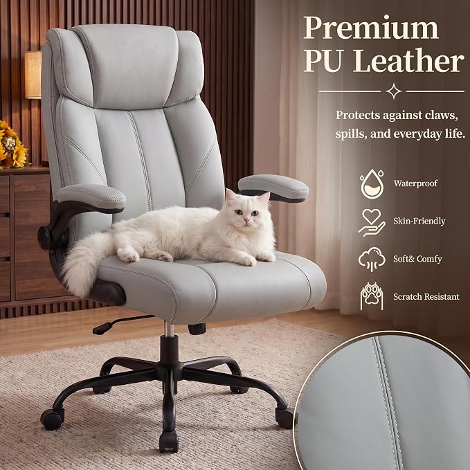 Office Chair, Leather Ergonomic Computer Desk Chair - Image 7