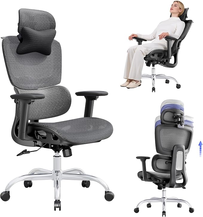 Ergonomic Office Chair with 3D Headrest, Computer Chair with Adjustable by LarkLeavesOfficial