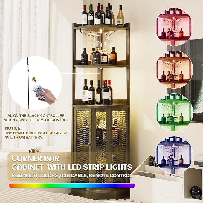EOYUTLLY Corner Bar Cabinet - Image 3